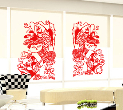 h10大型植絨布窗花剪紙龍年剪紙春節裝飾用品專業制作【直銷】_紙質工藝_工藝特產行業_產品_中國特產網